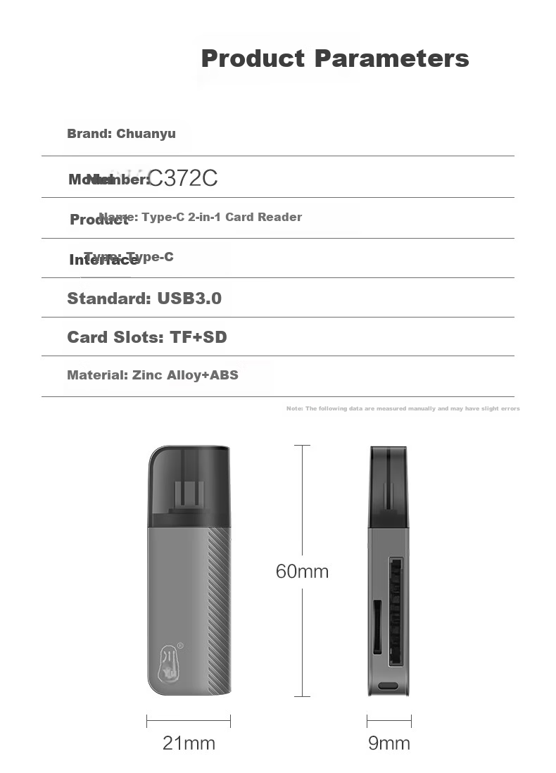 Картридер Chuanyu Type-C, цинковый сплав, высокоскоростной, SD/TF, 2-в-1, совместим с Apple 16/15/iPad, USB-C компьютерами и телефонами