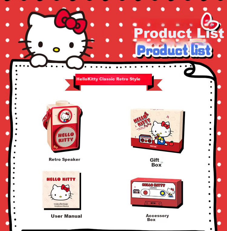 Портативная Bluetooth колонка MARtube Hello Kitty Retro, Декор для рабочего стола, Подарок на свадьбу и новоселье, Практичный подарок для девушек, Подарок на день рождения и День святого Валентина для женщин, подруги