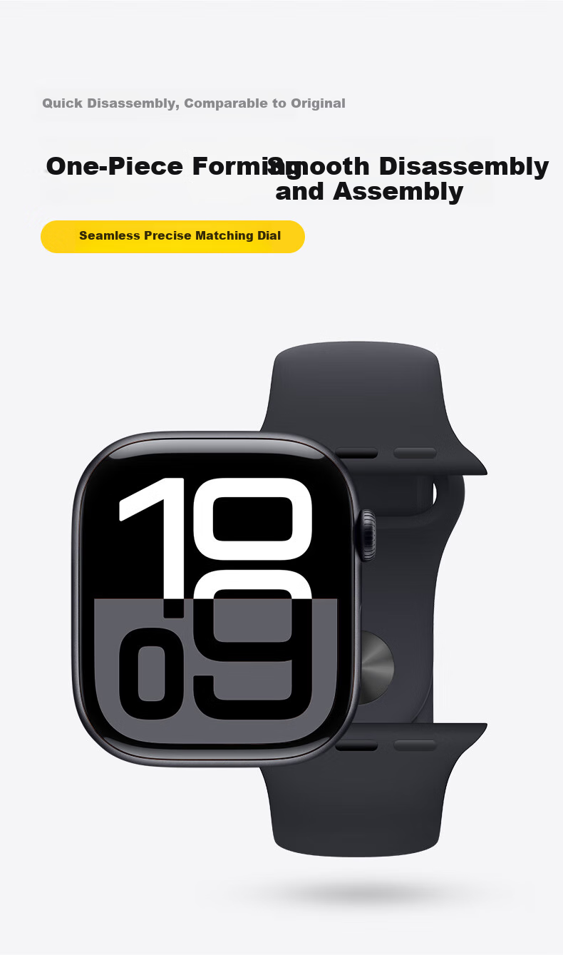 Ремешок BHO для Apple Watch S11/S10, SE/ultra3/2, спортивный, дышащий, из фторкаучука, черный, 44/45/46/49 мм