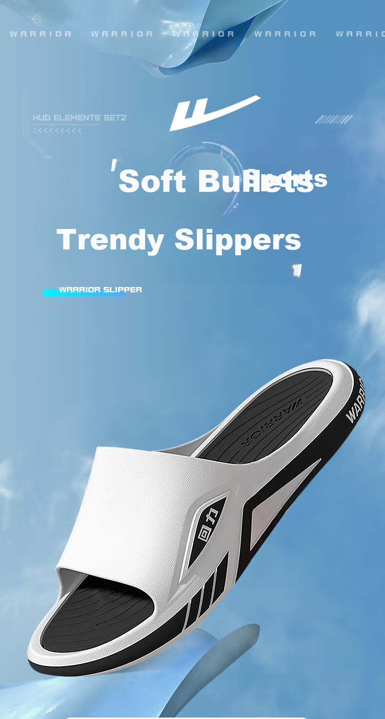 Шлепанцы Huili Sports мужские, домашние, нескользящие, для ванной комнаты, для улицы и пляжа, черные с белым, размер 42-43