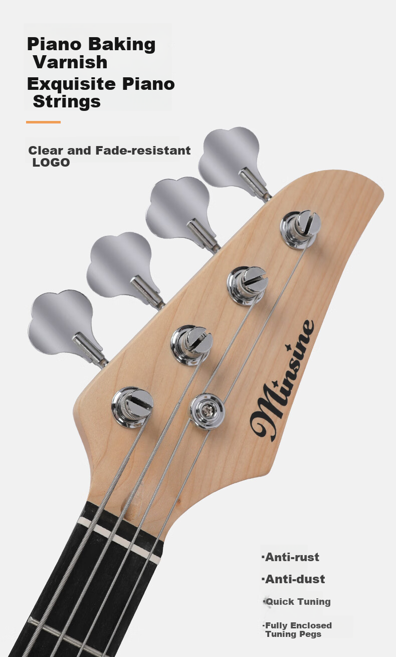Бас-гитара Minsine FD/Jiaju Red Classic, 39 дюймов, для начинающих, 4 струны, с полным набором аксессуаров