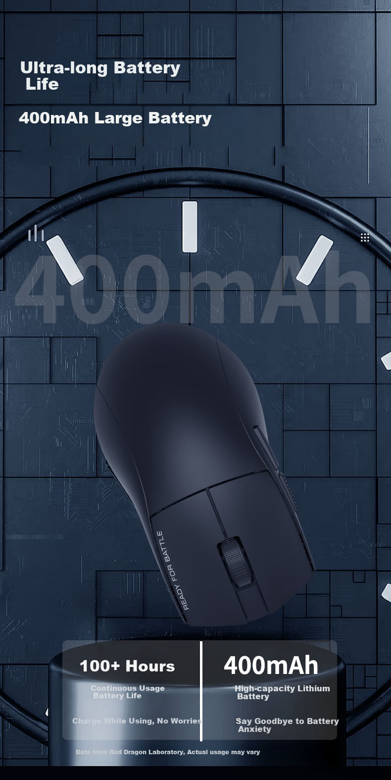 Игровая мышь REDRAGON G49 Tri-Mode, беспроводная, Bluetooth, 2.4GHz, оптическая, 26000 DPI, черный