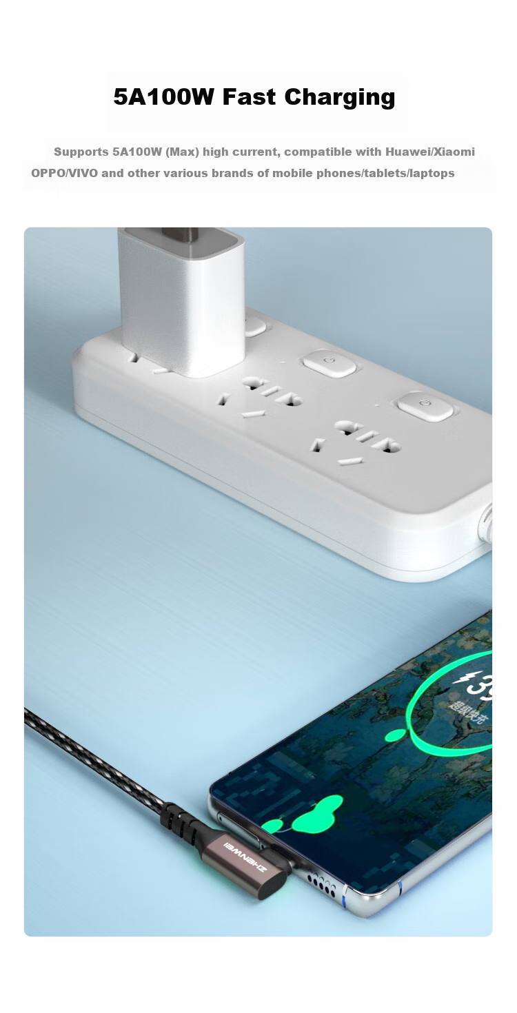 Кабель ZHENWEI USB Type-C, 0.2 метра, 4K, PD 100W