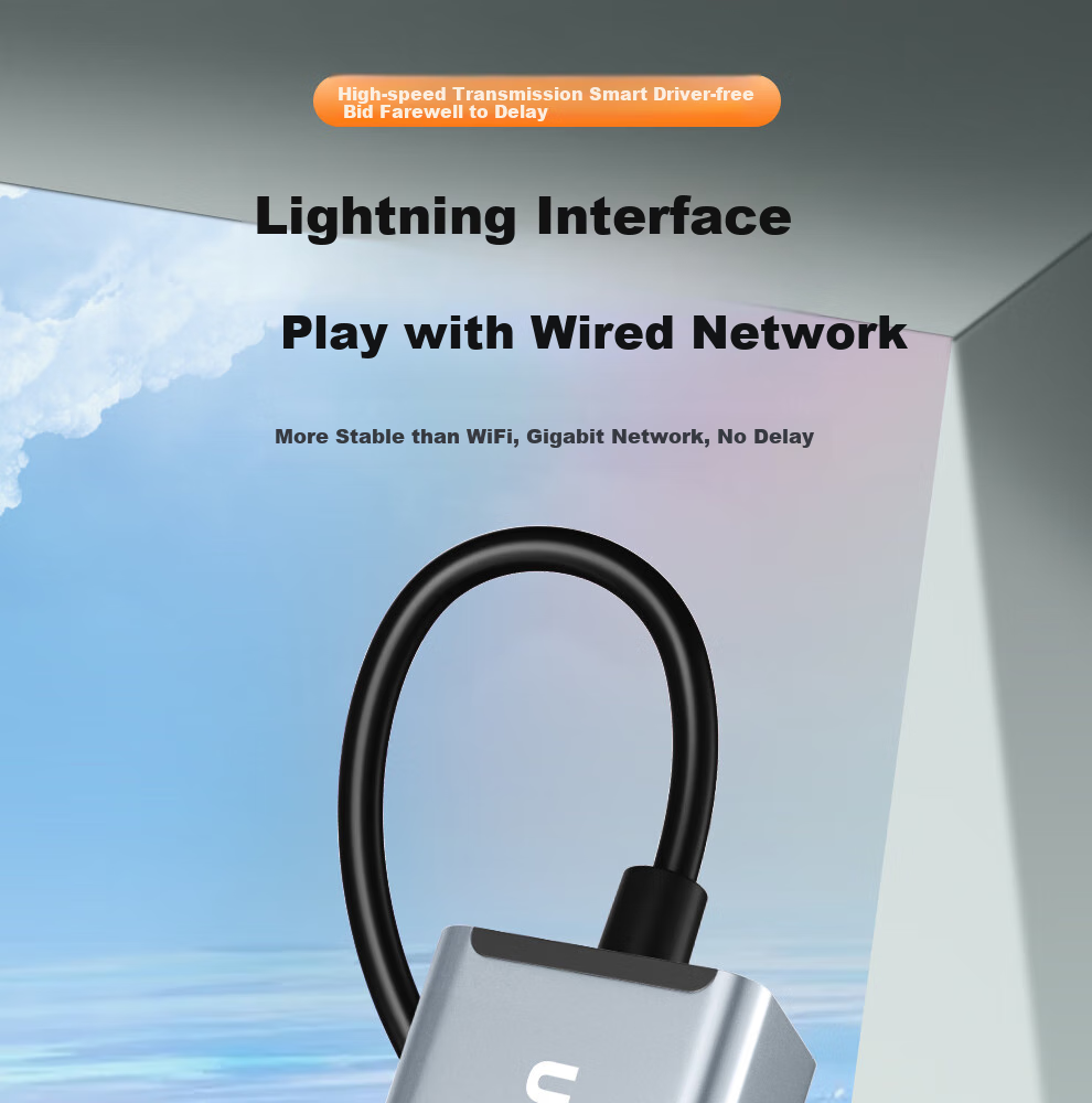 Переходник ULT-unite Lightning на RJ45 Ethernet, 100 Мбит/с, с портом зарядки, 0.5 м