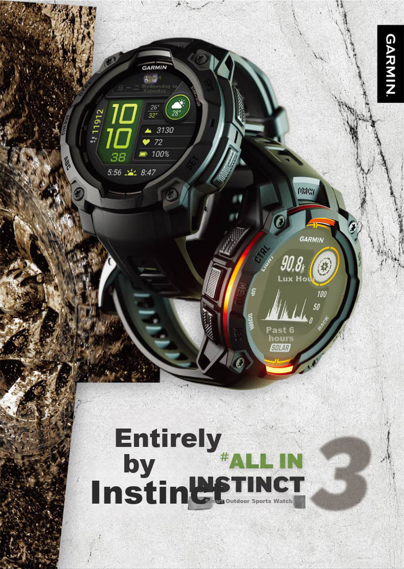 Умные часы GARMIN Instinct 3 Tactical Solar Edition, 50 мм, GPS, спортивные, для активного отдыха