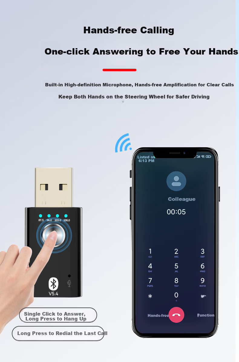 BIAZE USB Bluetooth Adapter 5.4 Audio Receiver/transmitter Two-In for Mobile to AUX Car Speakers/sound Systems Amplifiers, Calls/music navigatio