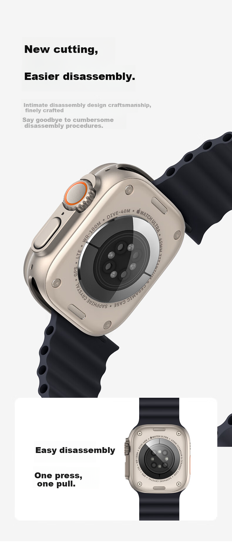 Ремешок W&P Ocean Silicone для Apple Watch Ultra 3/2/1/SE, черный, размер 45 мм
