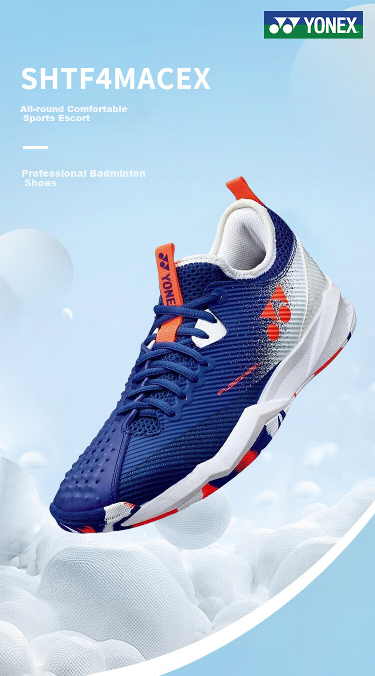 Кроссовки для тенниса YONEX SHTF4MACEX, унисекс, белые с синим, размер 44