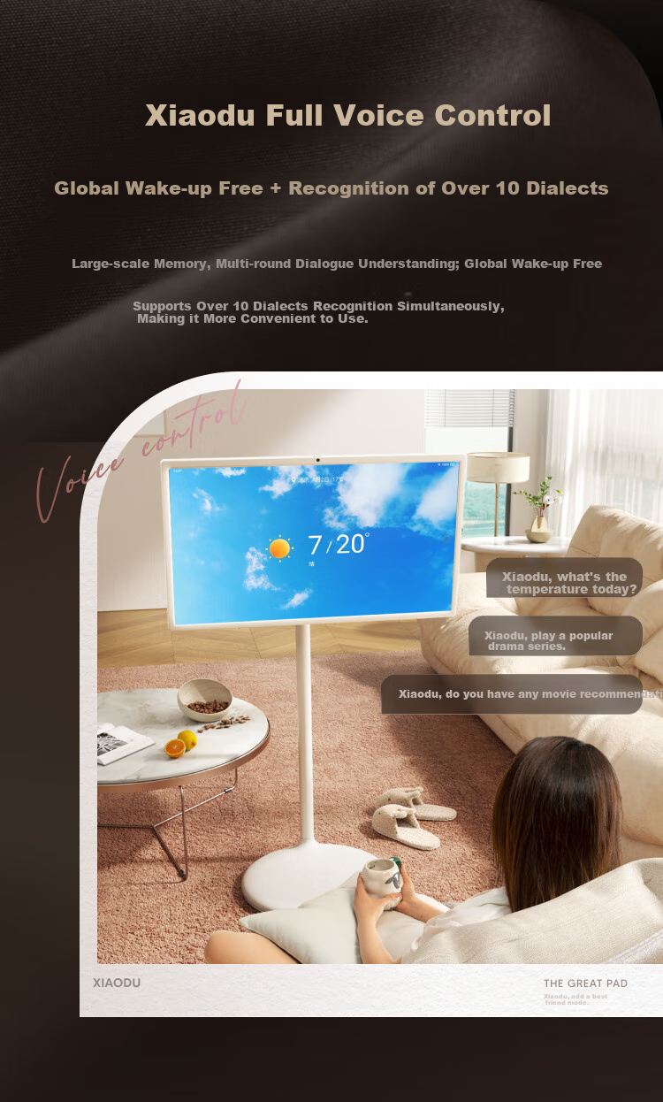 Планшет Tiantian Guomi Ji Pro4K Max Version (8+256GB), AI мобильный планшет для ТВ, дисплей и динамик, для просмотра шоу, фитнеса, караоке, подарок на Новый год