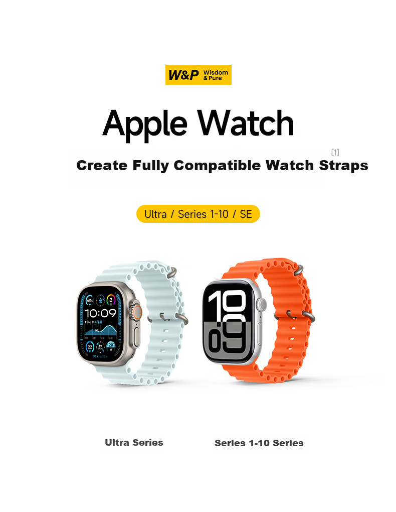 Ремешок W&P Ocean Silicone для Apple Watch Ultra 3/2/1/SE, черный, размер 45 мм