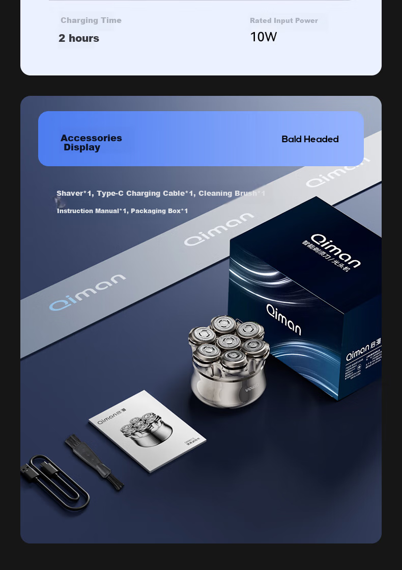 Машинка для стрижки Qiman QM8010, профессиональная, для мужчин, с магнитным 7-лепестковым ножом, аккумуляторная, для взрослых