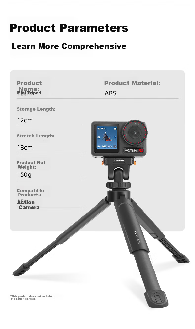 Штатив REYGEAK Mini Desktop Tripod, портативный для камер, для DJI Pocket 3/Action 5 Pro 4 3, стабилизатор, ручной кронштейн