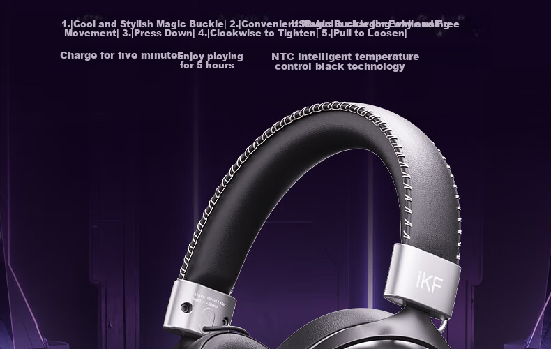 Игровые наушники iKF V11 Max, беспроводные, с микрофоном, 7.1 объемный звук, Bluetooth, черный и красный
