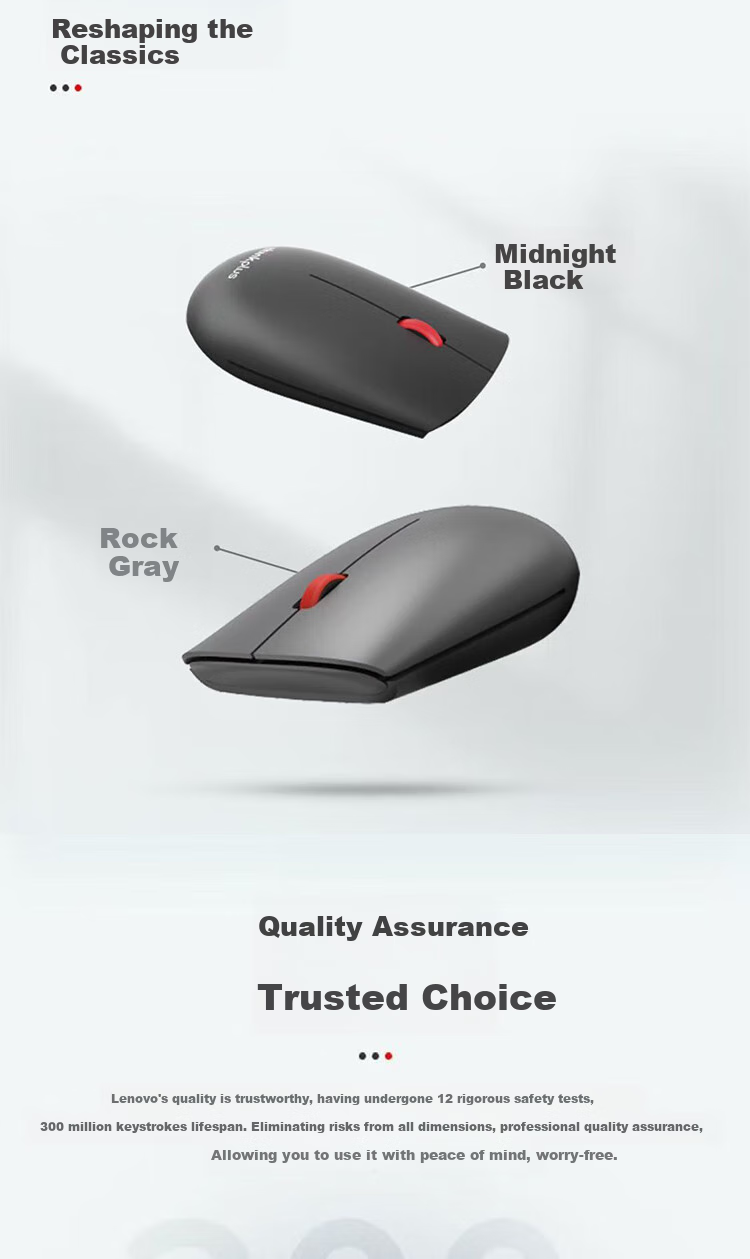 Беспроводная Bluetooth-мышь Lenovo Thinkplus T60X, умная, с эргономичным дизайном, серая