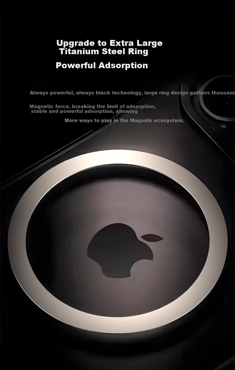 Чехол для iPhone 16 Pro Max IM-CHEN, противоударный, с магнитным кольцом и подставкой, ультратонкий, металлический, матовый, Титановый