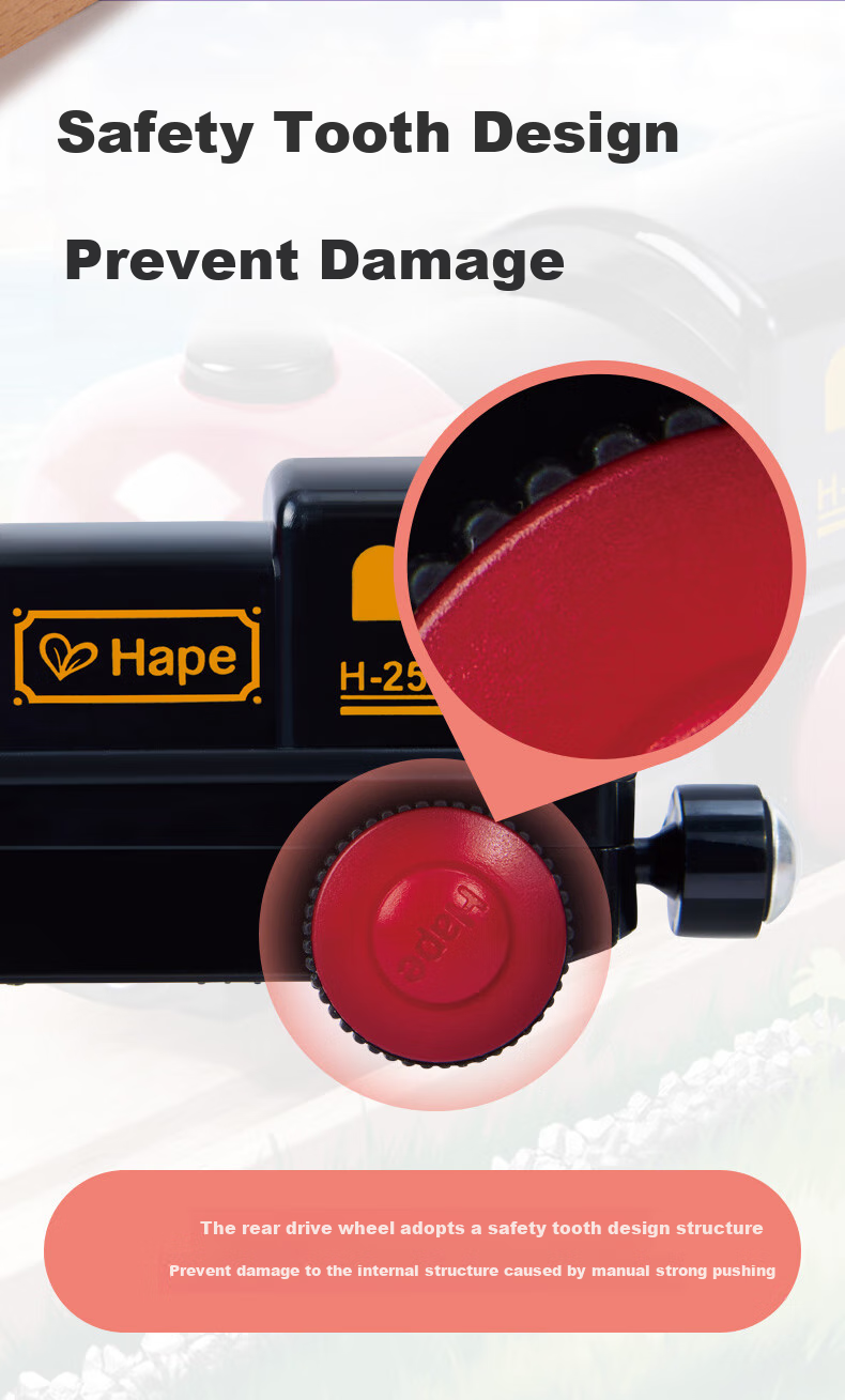 Детская игрушка "Электрический ретро-паровоз" Hape E7361, красный/черный, для детей от 3 лет
