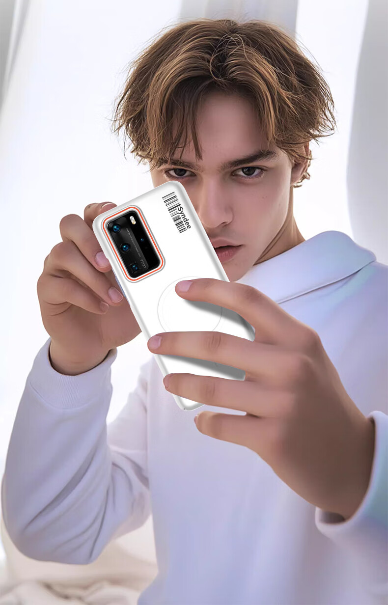 Противоударный чехол Baozou Magnetic Soft Sand для Huawei P40 Pro, прозрачный, тонкий, с защитой от отпечатков пальцев, белый