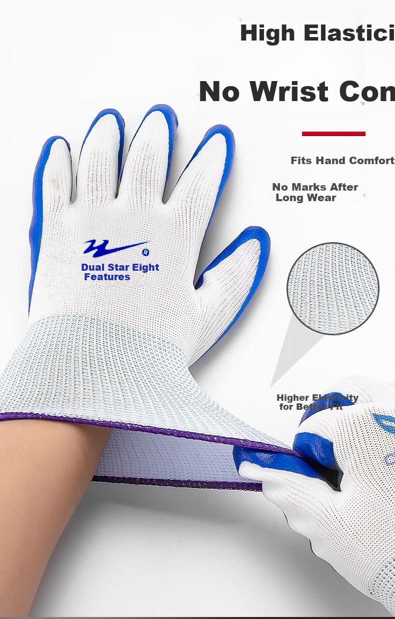 Рабочие перчатки Shuangxingbate из нитрила, утолщенные, износостойкие, нескользящие, для сварщиков, автомехаников, строительства, 12 пар