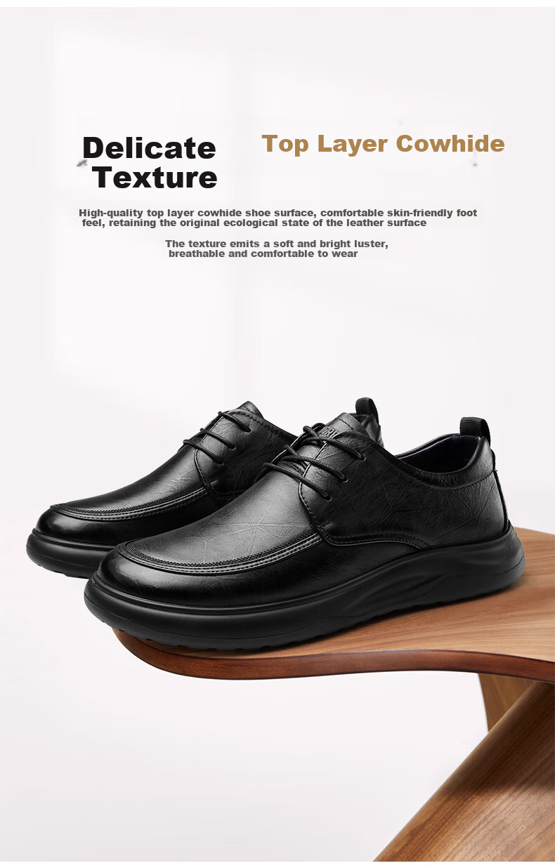 Мужские туфли Qiangren Business Casual, натуральная овчина, широкий носок, рабочие кожаные туфли, комфортная посадка, JDA87557, черные, размер 44