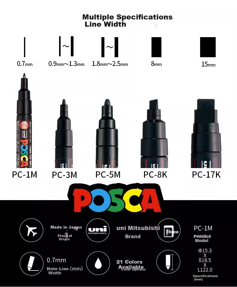 Акриловый маркер Uni Mitsubishi POSCA PC-1M, ультратонкий, светло-зеленый