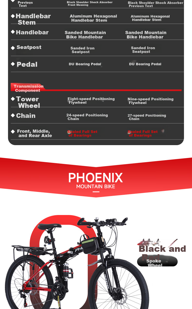 Phoenix Горный велосипед, складной, 26 дюймов, 27 скоростей, сине-белый