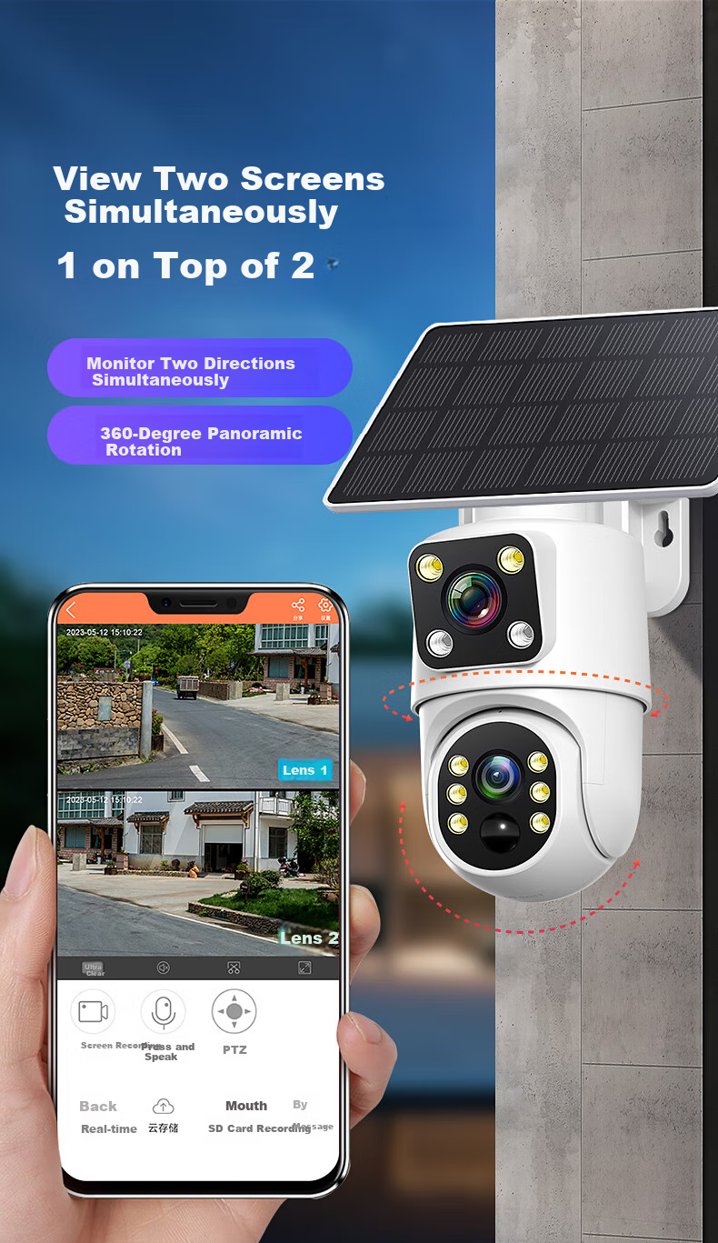 IP-камера Jingshiwei AOV, уличная, 4G, с солнечной панелью, ночным видением, удаленным мониторингом, без слепых зон