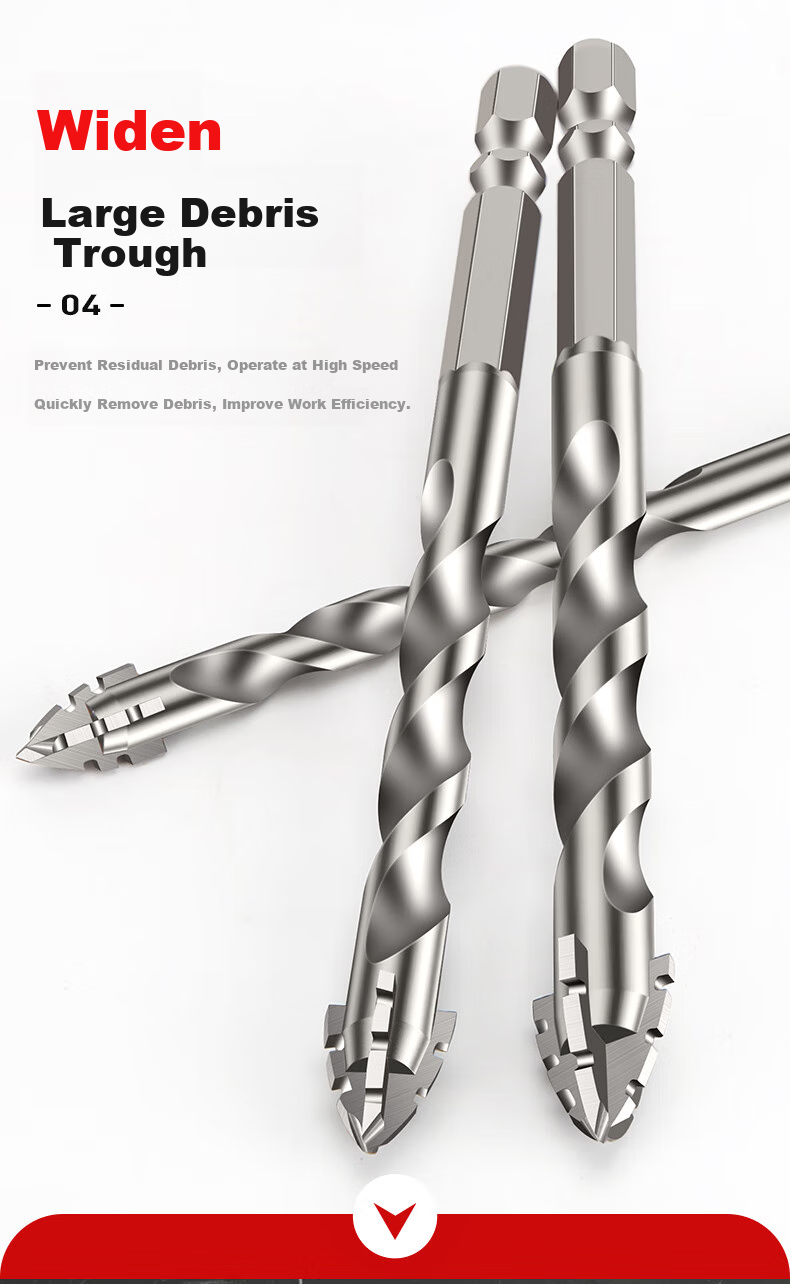 Сверло для плитки HUHAO Ultra-Hard Four-Blade Serrated Eccentric, 6/6/8/8 мм, для бетона и керамики, 4 шт.