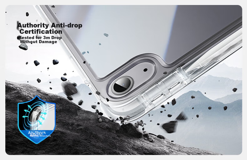 Чехол для iPad Air 7/6 Shanmo, 11 дюймов, M3 чип, прозрачный акриловый, черный