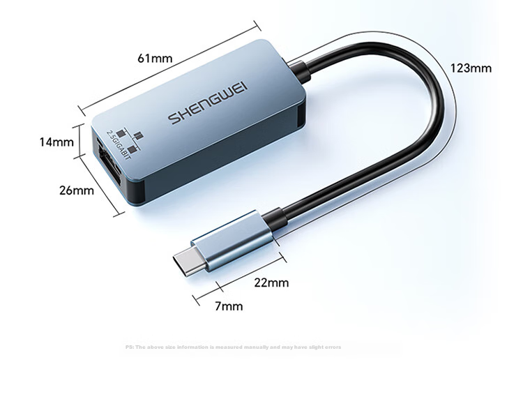 Сетевой адаптер Shengwei Type-C 2.5G, внешний сетевой адаптер, для Apple ноутбуков, смартфонов, планшетов, конвертер сетевого порта USB-C в RJ45, адаптер Ethernet EUR0006J