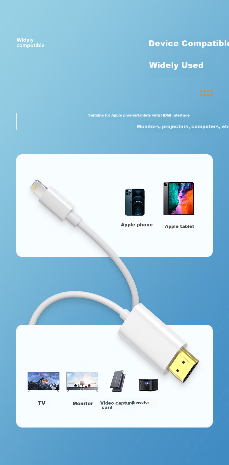 Кабель BIAZE Lightning - HDMI для Apple устройств, 1.8м, белый