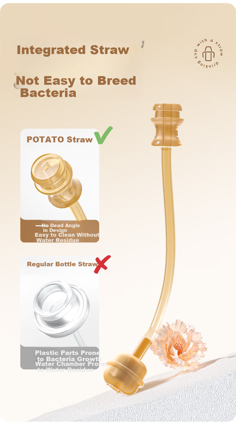 Детская поилка-непроливайка Potato с трубочкой, для детей от 9 месяцев, 300 мл, цвет манго-оранжевый