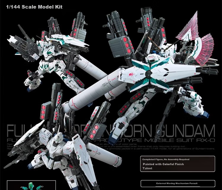 Модель BANDAI RG 30 1/144 Unicorn Green Skeleton, полностью экипированный, полностью бронированный, полностью вооруженный