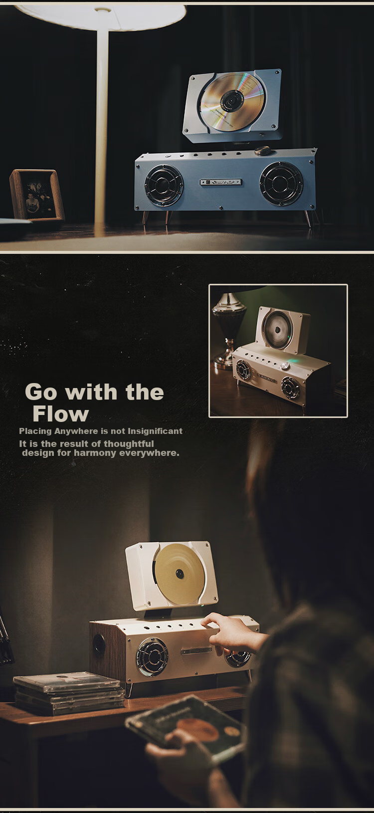 Портативная акустика Wu Brand, 2.1 канальная Bluetooth-колонка, CD-плеер, цвет "Diamond Rust Beige", креативный подарок