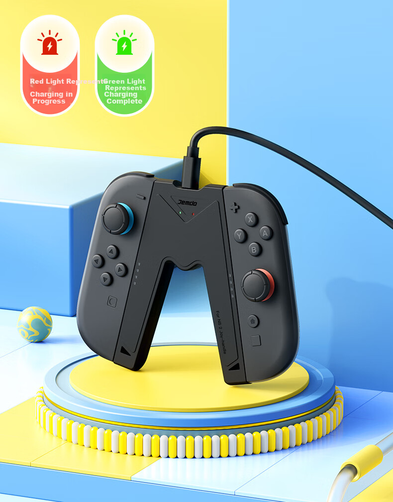 Зарядная рукоятка Jemdo для Nintendo Switch 2, аксессуар для контроллера Joy-Con, черная