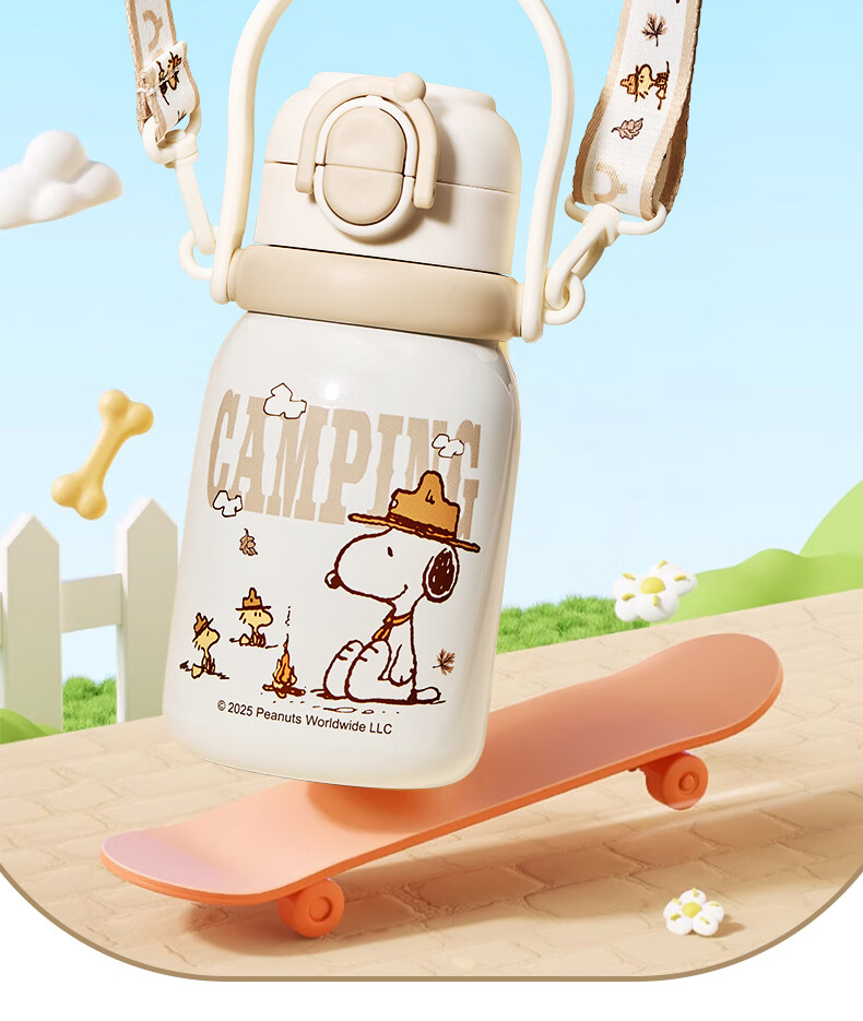 Термос-бутылка SNOOPY для детей, 316L из нержавеющей стали, большой емкости с соломинкой, портативная чашка для воды для мальчиков и девочек, школьников