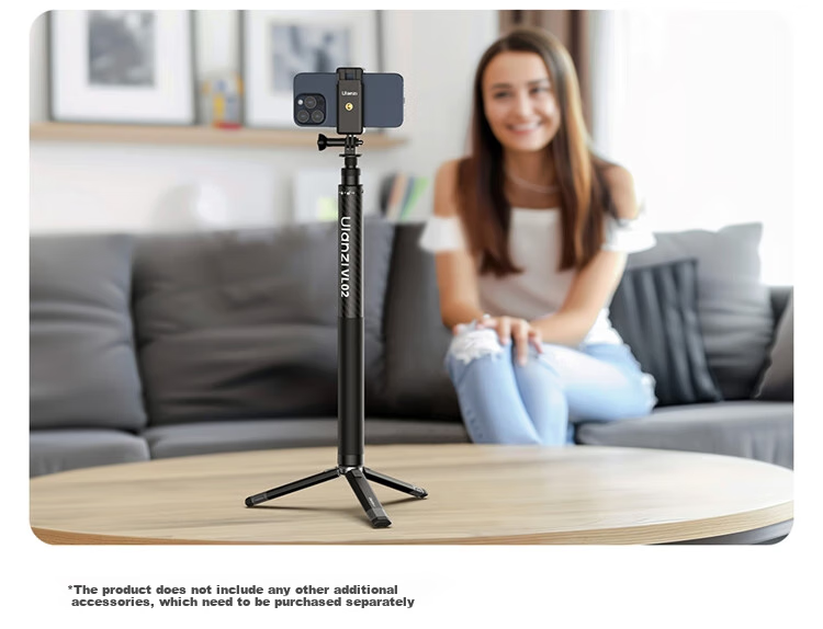 Ulanzi VL02 Селфи-палка из углеродного волокна, 2.7 метра, для панорамных камер Insta360 X4 X3, экшн-камер GoPro, аксессуар для фотосъемки