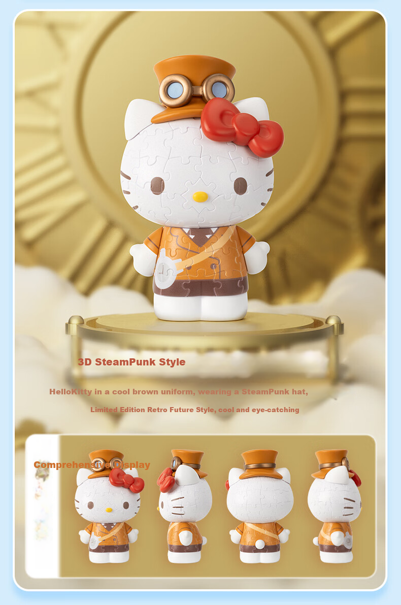 3D-JP Sanrio Hello Kitty Trendy Figurine, 3D Puzzle, Home Decoration, Birthday Gift for Women, Wealth Attraction