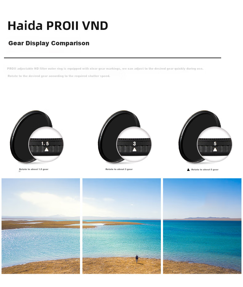 Нейтральный фильтр Haida PROII MC Variable ND 52мм, 1.5-5 ступеней, для камер Canon, Nikon, Sony, Fuji
