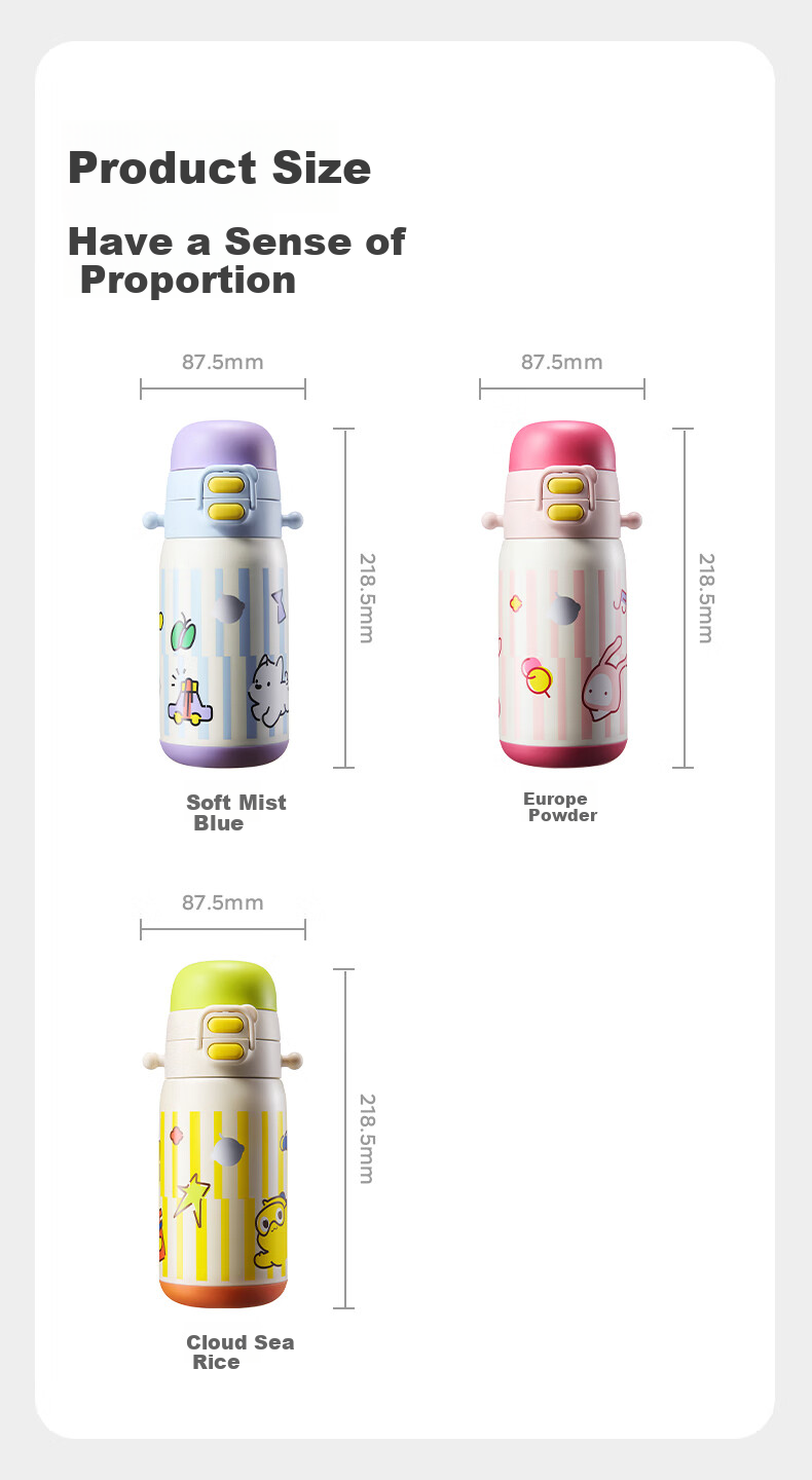 Детская термобутылка Babycare с трубочкой, 550 мл, 316L нержавеющая сталь, с защитой от протекания, для детей от 3 лет, цвет "Облачный белый"