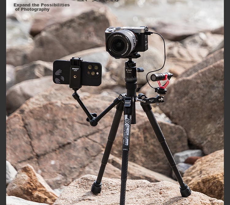 Штатив Fotopro Air Three Mini, портативный, из углеродного волокна, с зажимом для телефона