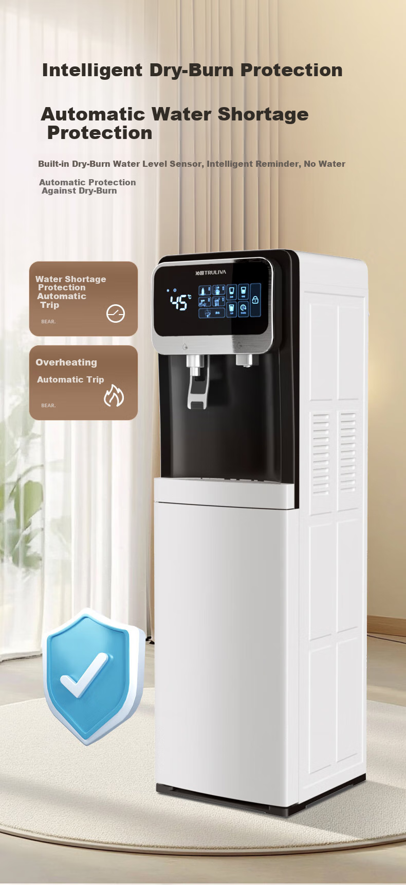 TRULIVA Диспенсер для горячей воды 5305W, с нижней загрузкой бутыли, с функцией подогрева и охлаждения, УФ-стерилизация