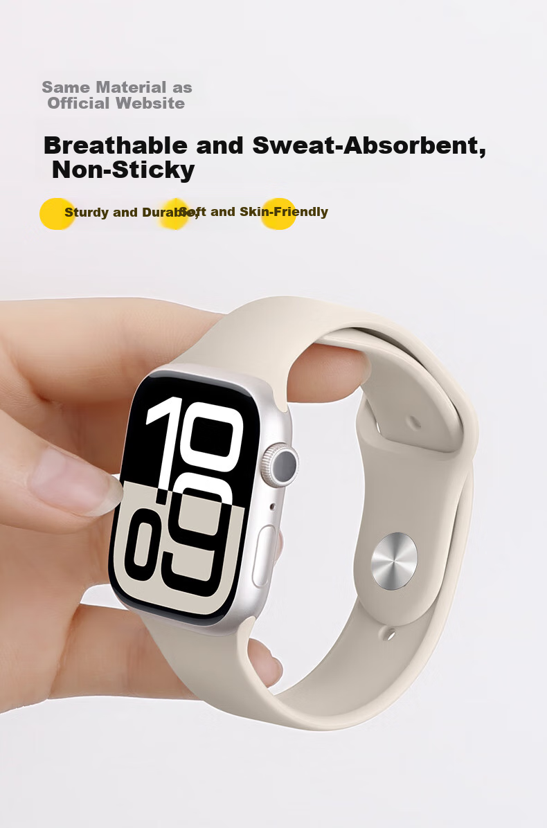 Ремешок BHO для Apple Watch S11/S10, SE/ultra3/2, спортивный, дышащий, из фторкаучука, черный, 44/45/46/49 мм