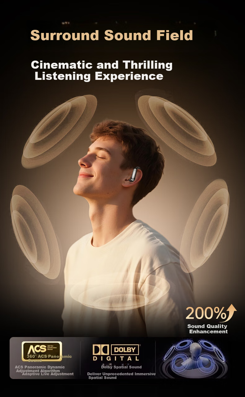 Беспроводные наушники Viken OWS 890 с костной проводимостью, Bluetooth 6.0, спортивные, с шумоподавлением, до 120 часов работы