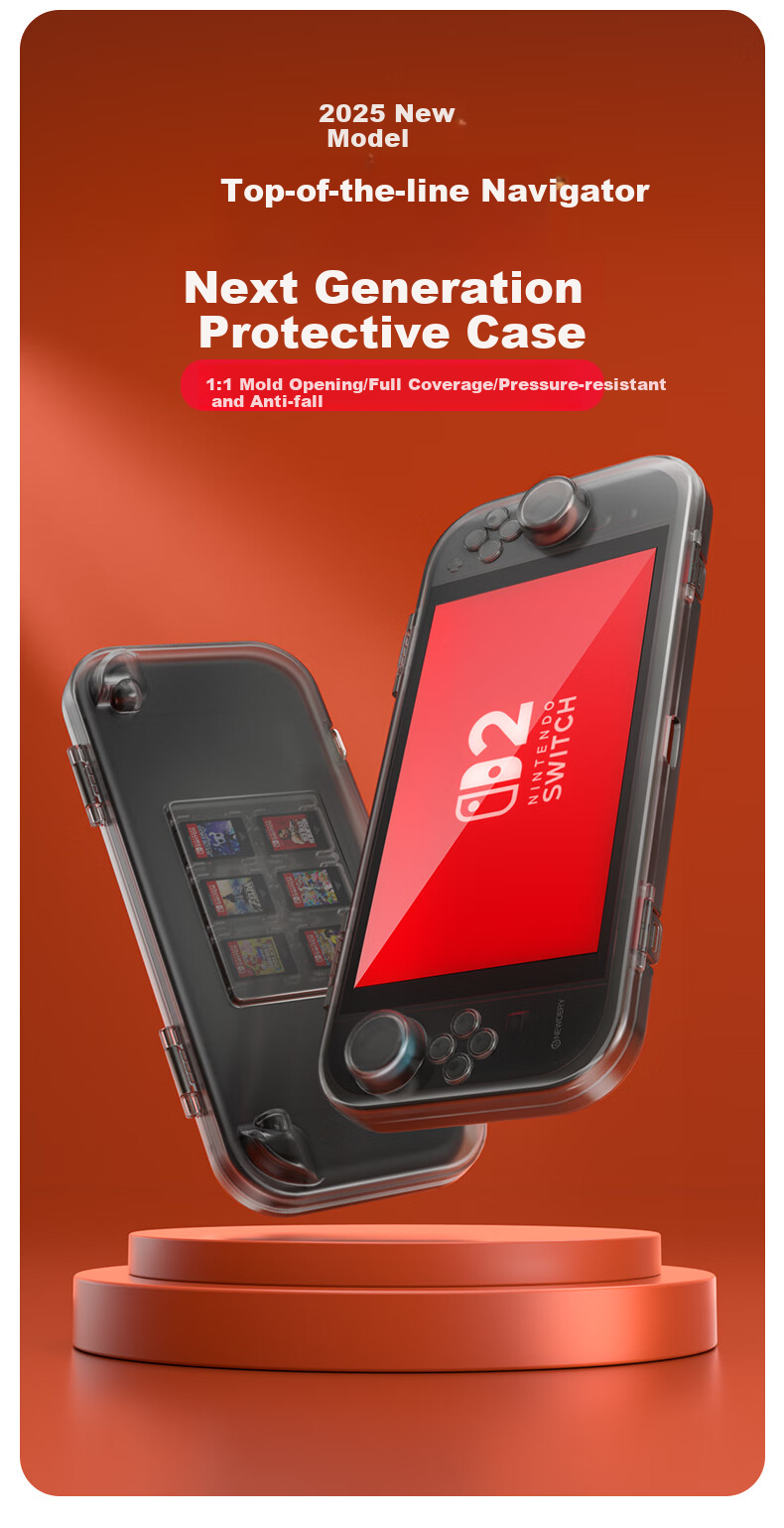 Защитный чехол NEWDERY для Nintendo Switch 2, прозрачный, ударопрочный, портативный, с ремешком, для хранения, аксессуар второго поколения
