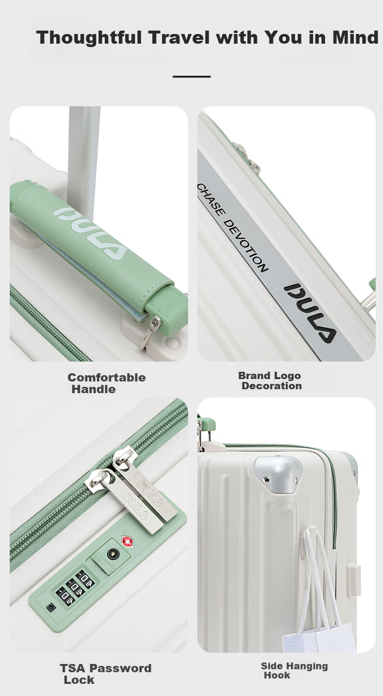 Чемодан DULA, стильный многофункциональный чемодан с подстаканником и USB-портом, дорожный чемодан с кодовым замком, пепельно-серый коричневый, 26 дюймов