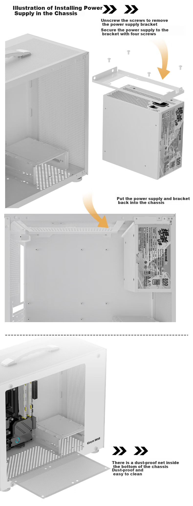 Компьютерный корпус Great Wall Meiyin M5W White (Алюминиевая ручка/металлическая панель/стеклянная боковая панель/MATX материнская плата/5 вентиляторов/USB3.0/240мм водяное охлаждение/видеокарта 5-080)