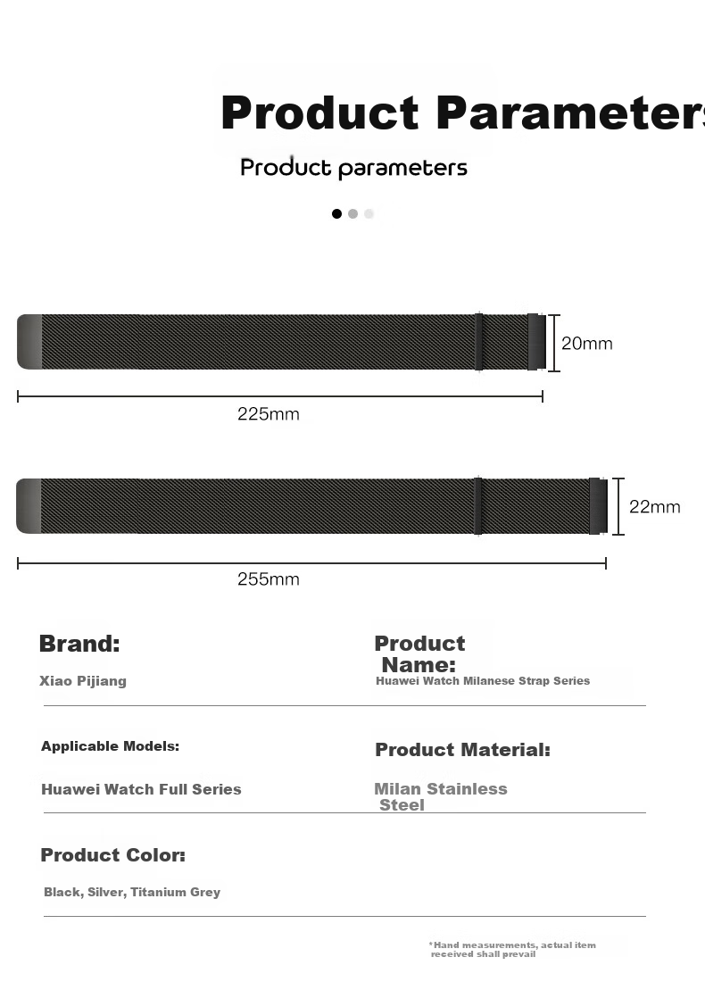 Ремешок Xiaopijiang Milanese для Huawei Watch GT6 Pro/GT5/4/3/2, двухсекционный, магнитный, металлический, черный, 22 мм