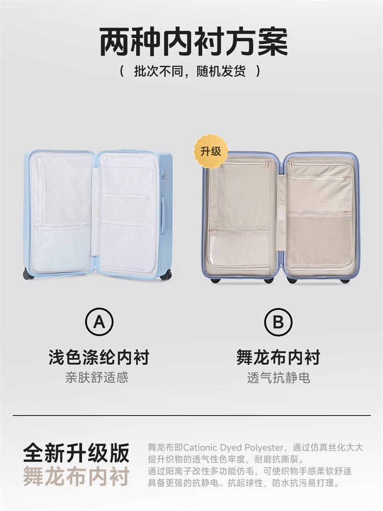 Чемодан Cece Large Capacity Suitcase, женский дорожный чемодан на колесах, студенческий багаж с кодовым замком, светло-голубой, 26 дюймов