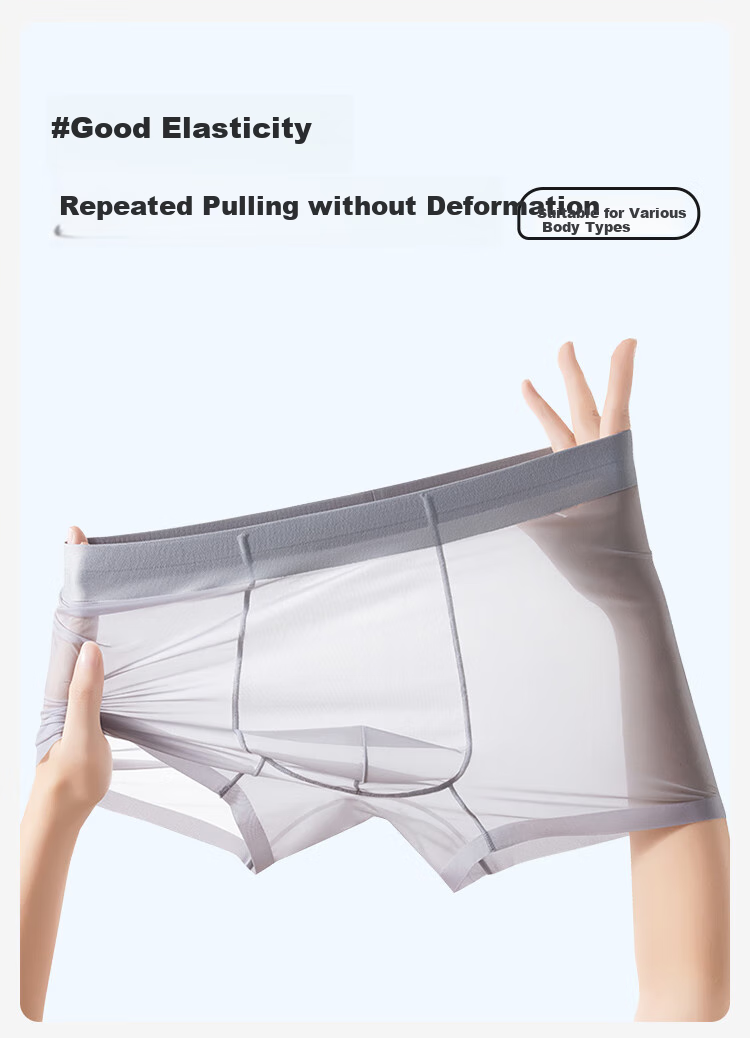 Мужские трусы FitonTon, модель "Ice Silk Sexy Transparent Ultra-Thin Briefs", набор из 3 штук, размер 3XL