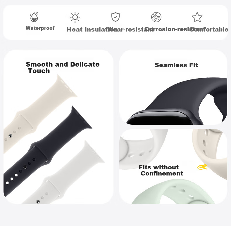Ремешок BHO для Apple Watch S11/S10, SE/ultra3/2, спортивный, дышащий, из фторкаучука, черный, 44/45/46/49 мм